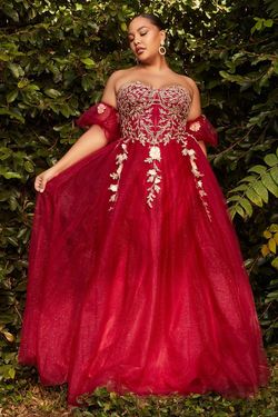 Style CD0191C Cinderella Divine Red Size 24 Military Lace Tall Height Sweetheart A-line Dress on Queenly
