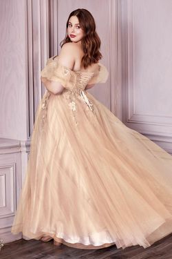 Style CD0191C Cinderella Divine Gold Size 28 Flare Military Floor Length A-line Dress on Queenly