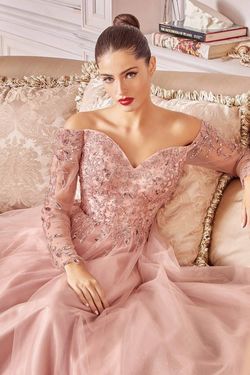 Style CD0172 Cinderella Divine Pink Size 28 Tulle Rose Gold Prom A-line Dress on Queenly