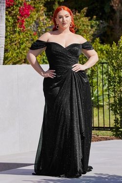 Style CD878C Cinderella Divine Black Size 20 Sheer Tall Height Prom Side slit Dress on Queenly