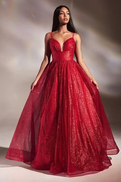 Style CD996 Cinderella Divine Red Size 18 Tall Height Tulle Spaghetti Strap A-line Dress on Queenly