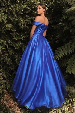 Style CDJ823 Cinderella Divine Blue Size 6 Prom Floor Length Tall Height A-line Dress on Queenly