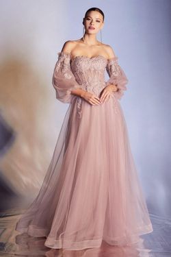 Style CD948 Cinderella Divine Pink Size 8 Sleeves Corset Sheer A-line Dress on Queenly