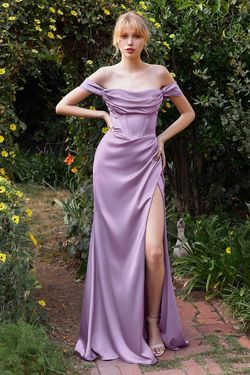 Style CD7492C Cinderella Divine Purple Size 22 Cd7492c Satin Floor Length Side slit Dress on Queenly