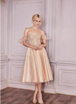 Style CD0187 Cinderella Divine Gold Size 10 Tall Height Sweetheart Cocktail Dress on Queenly