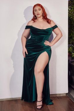 Style CD236 Cinderella Divine Green Size 12 Emerald Black Tie Tall Height Side slit Dress on Queenly