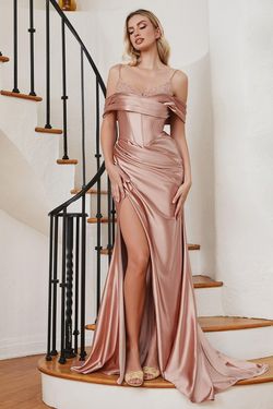 Style CDCC2197 Cinderella Divine Pink Size 18 Satin Floor Length Cdcc2197 Side slit Dress on Queenly