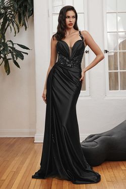 Style CDS417 Cinderella Divine Black Size 6 Silk Floor Length Tall Height Mermaid Dress on Queenly