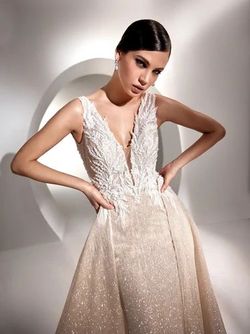 Style Almas Nicole Milano Silver Size 12 Floor Length Almas Light Pink Mermaid Dress on Queenly