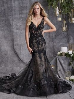 Style Zander Lane Sottero & Midgley Black Size 6 Tall Height A-line Dress on Queenly