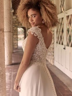 Style June Maggie Sottero White Size 26 Custom Ivory Sweetheart Cap Sleeve June A-line Dress on Queenly