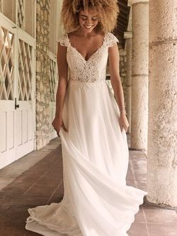 Style June Maggie Sottero White Size 26 Cap Sleeve Ivory Tall Height Custom Plus Size A-line Dress on Queenly