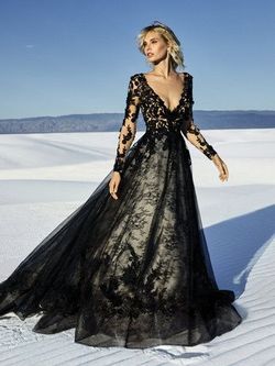 Style Sleevless Zander Sottero and Midgley Black Size 10 Floral Lace Pageant Long Sleeve Ball gown on Queenly