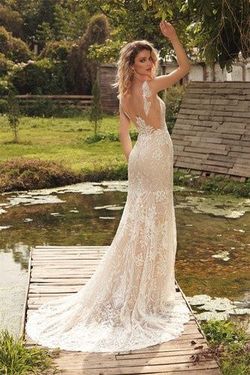 Style Lucia Chic Nostalgia Nude Size 14 Backless Lace Custom Pageant Mermaid Dress on Queenly