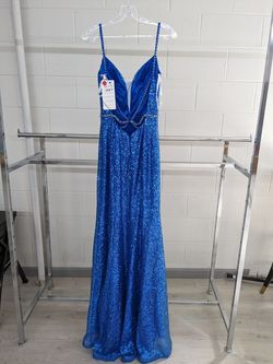 Mon Cheri Royal Blue Size 2 Spaghetti Strap Prom Straight Dress on Queenly