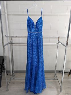 Mon Cheri Royal Blue Size 2 Spaghetti Strap Prom Straight Dress on Queenly