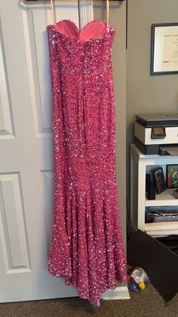 Portia and Scarlett Pink Size 0 Barbiecore Sequined Pageant Sorority Formal Side slit Dress on Queenly