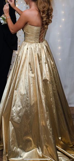 Sherri Hill Gold Size 0 Shiny Prom Ball gown on Queenly