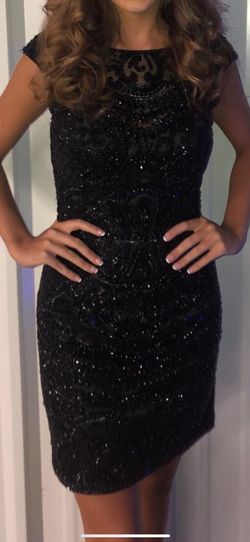 Sherri Hill Black Size 0 Wedding Guest Appearance Sheer Summer Cocktail Dress on Queenly