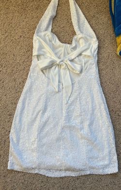 Style L59930 Lucy In The Sky White Size 8 Halter Bachelorette Cocktail Dress on Queenly