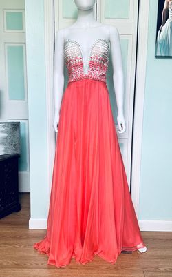 Style 7130 Rachel Allan Orange Size 12 Sheer 50 Off Tall Height Tulle A-line Dress on Queenly