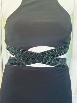 Style 22206 La Femme Black Tie Size 14 Jewelled Mermaid Dress on Queenly