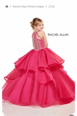 Style 1742 Rachel Allan Pink Size 14 High Neck Girls Size Cupcake Ball gown on Queenly