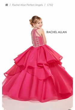 Style 1742 Rachel Allan Pink Size 14 Girls Size Pageant Tulle High Neck Ball gown on Queenly