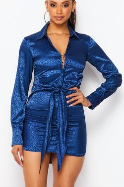 Style AR118D Rivir Blue Size 0 Semi-formal Wrap Cocktail Dress on Queenly