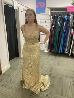 Tiffany Designs Gold Size 10 Pageant Tiffany  Prom Mermaid Dress on Queenly