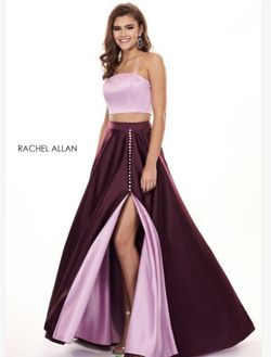 Style 6422 Rachel Allan Pink Size 0 Satin Side Slit A-line Dress on Queenly