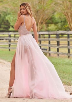 Style 7011 Rachel Allan Pink Size 12 Plus Size Prom Fun Fashion A-line Dress on Queenly