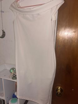 Fashion Nova White Size 8 Floor Length Medium Height Engagement Side slit Dress on Queenly