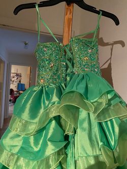 Johnathan Kayne Green Size 8 Corset Jewelled Cocktail Dress on Queenly