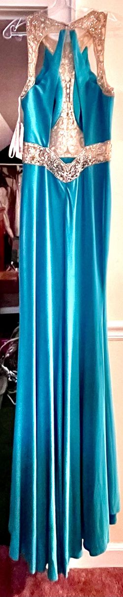 Jovani Blue Size 12 Jersey Floor Length Prom Free Shipping Mermaid Dress on Queenly
