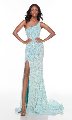 Style 61114 Alyce Paris Blue Size 20 Plus Size Floor Length Side slit Dress on Queenly