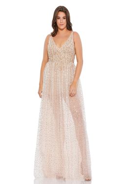 Style 67742 Mac Duggal Gold Size 12 Floor Length 67742 Plus Size A-line Dress on Queenly