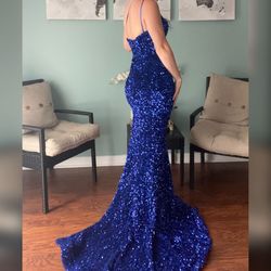 Portia and Scarlett Blue Size 0 Prom Jersey Floor Length Fitted Mermaid Dress on Queenly