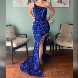 Portia and Scarlett Blue Size 0 Prom Fitted Floor Length Pageant Mermaid Dress on Queenly