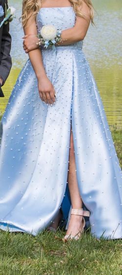 Sherri Hill Light Blue Size 0 Pageant 50 Off Floor Length Side slit Dress on Queenly