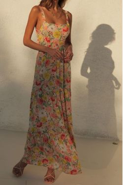 Style SW20-5068 Seven Wonders Multicolor Size 10 Peach Black Tie Floor Length A-line Dress on Queenly
