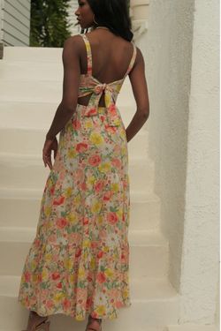 Style SW20-5068 Seven Wonders Multicolor Size 8 Peach Floral Bridgerton A-line Dress on Queenly