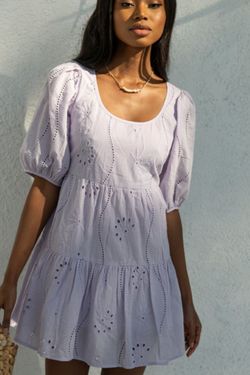 Style SW20-5080 Seven Wonders Purple Size 10 Bridgerton Lavender Sleeves Tall Height A-line Dress on Queenly