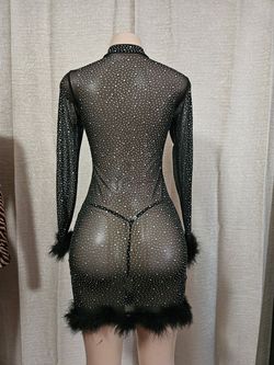soyaza  Black Size 4 Floor Length Mini Side slit Dress on Queenly