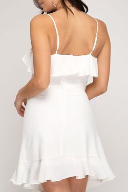Style SS3592 She and Sky White Size 10 Spaghetti Strap Engagement Cocktail Dress on Queenly