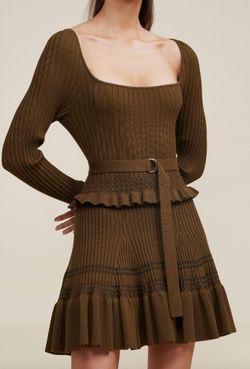 Style 1-1045217499-3611 ACLER Brown Size 10 Free Shipping Mini Cocktail Dress on Queenly