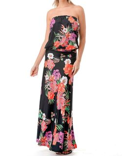 Style 1-1136167095-3472 VaVa Multicolor Size 4 Floor Length Spandex Strapless Floral Straight Dress on Queenly