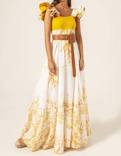 Style 1-1637714211-2901 Masavi Yellow Size 8 Tall Height Ruffles A-line Dress on Queenly