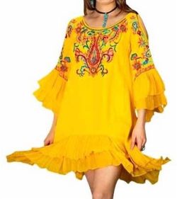 Style 1-2084311880-3472 Vintage Collection Yellow Size 4 Embroidery Tall Height Cut Out Cocktail Dress on Queenly