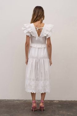 Style 1-2626408109-2696 MOON RIVER White Size 12 Ruffles Embroidery Tall Height Cocktail Dress on Queenly